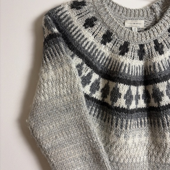 Lucky Brand Women's Gray Sweater Size Large Boho Classic Outdoor Ski Cottagecore - Picture 3 of 14